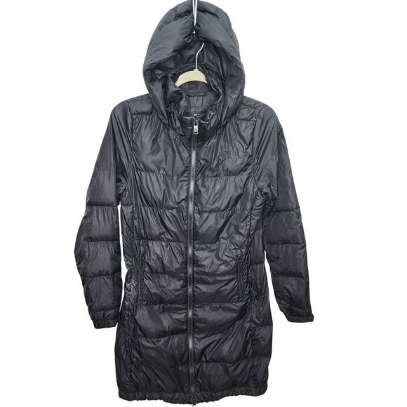 The North Face 550 Women's Black Puffer Quilted Long Hooded Winter Coat Size XS - Picture 1 of 15